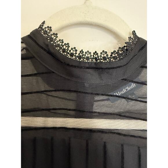 Black Velvet Mesh High Neck Dress | City Girl Goth Evening Vibes - Picture 6 of 13